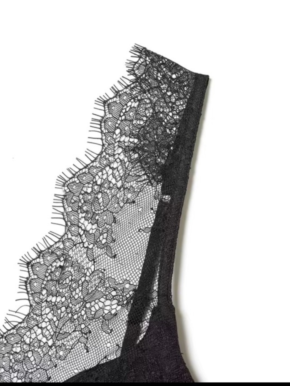 NWT Lace Camisole Top Black Slip With Plunging Lace Cups + Straps Silk Zara Like - Picture 4 of 7